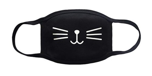 Cotton Washable Black Face Mask – Kitten Design