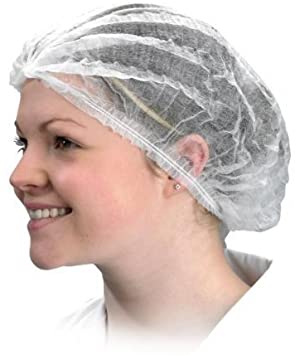 White Pleated Mob Caps Hair Nets (QTY 100)